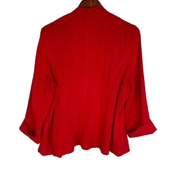 Chico’s Red Jamie Ponte Flyaway Cardigan Jacket Womens Large Modern Casual - Picture 2 of 8